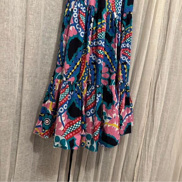 J CREW TALITHA RATTI APRON KALEIDOSCOPE FLORAL POPLIN TIERS MAXI DRESS size 6 - Picture 9 of 13
